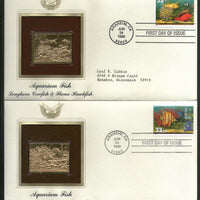 USA 1999 Aquarium Reef Fish Coral Marine Life Gold Replicas Cover Sc 3317-20 # 155 - Phil India Stamps