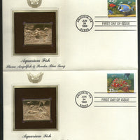 USA 1999 Aquarium Reef Fish Coral Marine Life Gold Replicas Cover Sc 3317-20 # 155 - Phil India Stamps