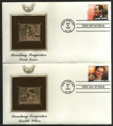 USA 1999 Music Series Singer Broadway Songwriters Gold Replicas Cover Sc 3345-50 # 171 - Phil India Stamps