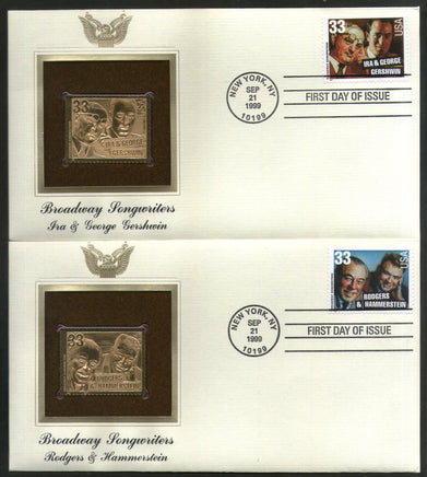 USA 1999 Music Series Singer Broadway Songwriters Gold Replicas Cover Sc 3345-50 # 171 - Phil India Stamps
