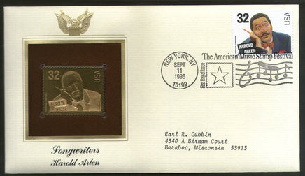 USA 1996 Music Series Songwriters Harold Arlen Gold Replicas Cover Sc 3100 # 175 - Phil India Stamps