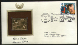 USA 1997 Music Series Opera Singer Lawrence Tibbett Gold Replicas Cover Sc 3156 # 181 - Phil India Stamps