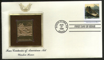 USA 1998 Painting by Winslow Homer Art Gold Replicas Cover Sc 3236j # 201 - Phil India Stamps