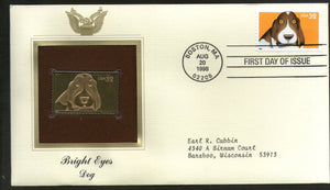 USA 1998 Bright Eyes Dog Pet Animal Gold Replicas Cover Sc 3230 # 217 - Phil India Stamps