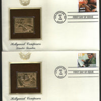 USA 1999 Music Series Hollywood Composers Gold Replicas Cover Sc 3339-44 # 232 - Phil India Stamps