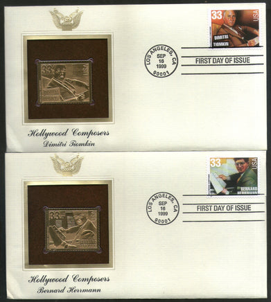 USA 1999 Music Series Hollywood Composers Gold Replicas Cover Sc 3339-44 # 232 - Phil India Stamps