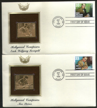 USA 1999 Music Series Hollywood Composers Gold Replicas Cover Sc 3339-44 # 232 - Phil India Stamps
