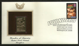USA 2006 Pronghorn Fastest Land Animal Wonders of America Gold Replicas Cover # 264 - Phil India Stamps