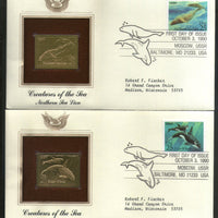 USA 1990 Creature of Sea Marine Life Fish Whale Gold Replicas Cover Set of 4 # 27