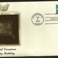 USA 2002 Greetings Massage Happy Birthday Gold Replicas Cover Sc 3558 # 287 - Phil India Stamps