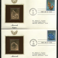 USA 1992 Minerals Copper Azurite Wulfenite Gold Replicas Cover Set of 4 # 28