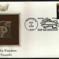 USA 2000 Deep Sea Creatures Cucumber Marine Life Gold Replicas Cover Sc 3440 # 302 - Phil India Stamps