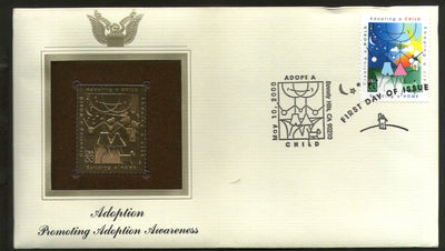 USA 2000 Promoting Adoptaion Awareness Gold Replicas Cover Sc 3398 # 303 - Phil India Stamps
