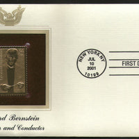 USA 2001 Leonard Bernstein Music Conductor Gold Replicas Cover Sc 3521 # 311 - Phil India Stamps