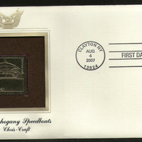 USA 2007 Chriscraft Vintage Speedboats Transport Gold Replicas Cover Sc 4161 # 332 - Phil India Stamps