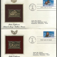 USA 1986 Antarctica Polar Explorers Set of 4 Gold Replicas Cover Sc 2220-3 # 038 - Phil India Stamps