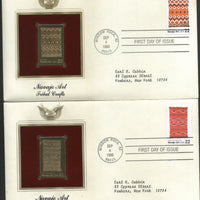 USA 1986 Navajo Art Blankets Set of 4 Gold Replicas Cover Sc 2235-38 # 039 - Phil India Stamps