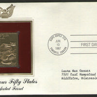 USA 1987 Black Footed Ferret Wildlife Animal Gold Replicas Cover Sc 2333 # 049 - Phil India Stamps