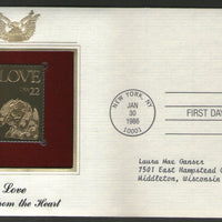 USA 1986 Greeting Love Sent From the Heart Dog Gold Replicas Cover Sc 2203 # 058 - Phil India Stamps
