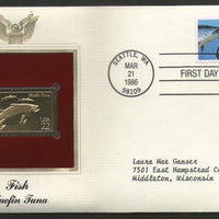 USA 1986 Fish Bluefin Tuna Marine Life Animal Gold Replica Cover Sc 2208 # 061 - Phil India Stamps