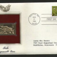 USA 1986 Fish Largemouth Bass Marine Life Animal Gold Replica Cover Sc 2207 # 063 - Phil India Stamps