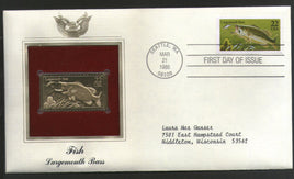 USA 1986 Fish Largemouth Bass Marine Life Animal Gold Replica Cover Sc 2207 # 063 - Phil India Stamps