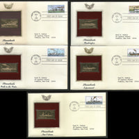 USA 1989 Steam Boats Ship Transport Gold Replicas Cover Set of 5 Sc 2405-9 # 099 - Phil India Stamps
