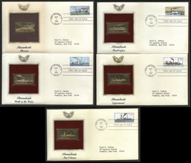 USA 1989 Steam Boats Ship Transport Gold Replicas Cover Set of 5 Sc 2405-9 # 099 - Phil India Stamps