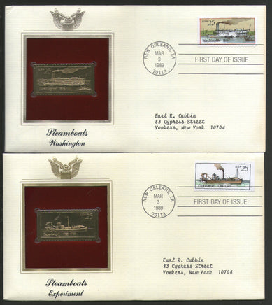USA 1989 Steam Boats Ship Transport Gold Replicas Cover Set of 5 Sc 2405-9 # 099 - Phil India Stamps