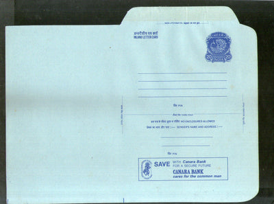 India 1978 20p Peacock Inland Letter Card with Canara Bank Advertisement ILC MINT # 123