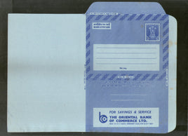 India 1976 20p Ashokan Inland Letter Card with Oriental Bank of Commerce LTD Advertisement ILC MINT # 20