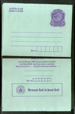 India 1987 35p Peacock Inland Letter Card with Breast Feeding Health Advertisement ILC MINT # 231FL