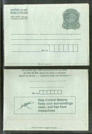 India 1990 35+15p Peacock Inland Letter Card with Malaria Mosquito Health Advertisement ILC MINT # 264FL