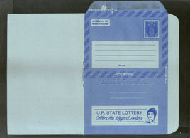 India 1976 20p Ashokan Inland Letter Card with U.P. State Lottery Advertisement ILC MINT # 26