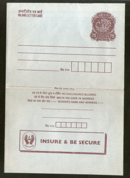 India 1991 75p Peacock Inland Letter Card with Overseas Bank Advertisement ILC MINT # 296FL