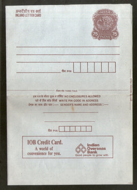 India 1992 75p Peacock Inland Letter Card with Overseas Bank Advertisement ILC MINT # 296FL