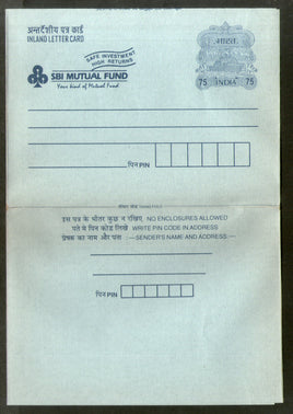 India 1992 75p Peacock Inland Letter Card with SBI Mutual Fund Advertisement ILC MINT # 298FL