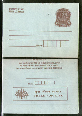 India 1992 75p Peacock Inland Letter Card with Save Tree Advertisement ILC MINT # 304FL