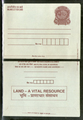 India 1992 75p Peacock Inland Letter Card with Environment Advertisement ILC MINT # 328FL