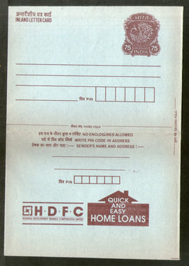 India 1993 75p Peacock Inland Letter Card with HDFC Home Loans Advertisement ILC MINT # 336FL