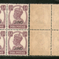 India Jind State KG VI ½An Postage Stamp SG 138 / Sc 166 BLK/4 MNH - Phil India Stamps