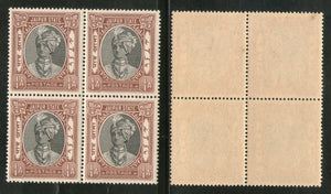India Jaipur State ¼An King Man Singh Postage Stamp SG 58 / Sc 36 BLK/4 MNH - Phil India Stamps