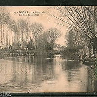 France 1919 Niort - La Passerelle Lower Sablonnier Bridge River View Card India