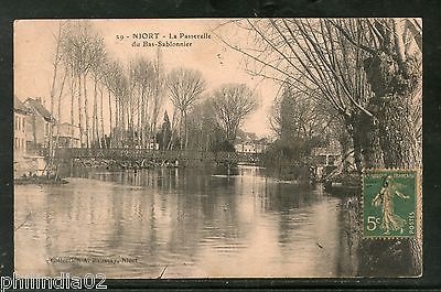 France 1919 Niort - La Passerelle Lower Sablonnier Bridge River View Card India