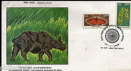 India 2000 VIII Def. Series - Butterfly Phila-D169-70 Natural Heritage Rhino FDC # 7108