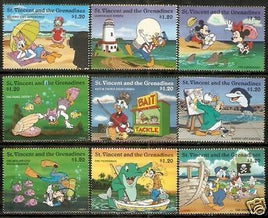 St. Vincent 1996 Disney Animation Cartoon Film Mickey Donald Cartoon Sea Shore MNH# 2699