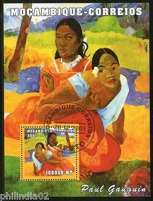 Mozambique 2001 Paul Gauguin Painting Art M/s Sc 1507 Cancelled # 8026