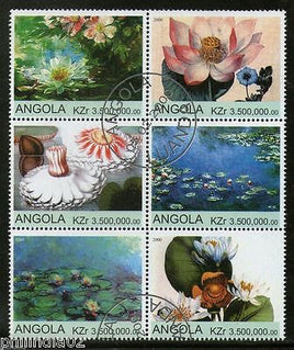 Angola 2000 Lotus Flower Tree Plant Orchid Flora Setenant BLK/6 Cancelled #13510