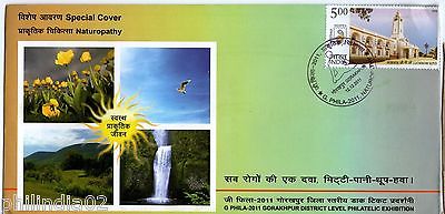 India 2011 Naturopathy Health Yogasana Waterfall Flowers Sp. Cover # 6553