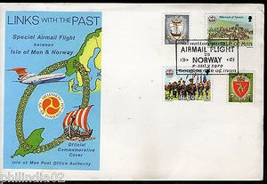 Isle of Man 1979 Airmail Flight Between Isle of Man & Norway Map Flag  Sp. Cover